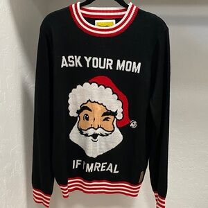 Typsy Elves Black Santa Graphic Crewneck Sweater - Ask Your Mom Design 🎄 🎄 🎄